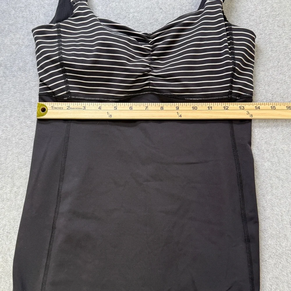 Lululemon Power Y Tank Dress Size 8 Black Stripe Built‎ In Bra Athletic